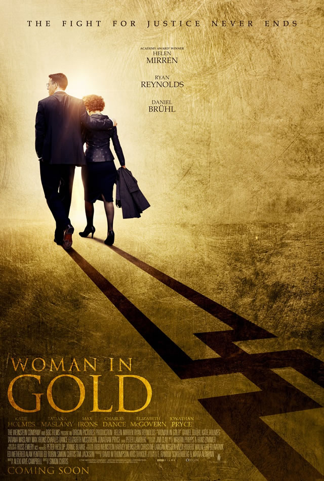 женщина в золотом постер