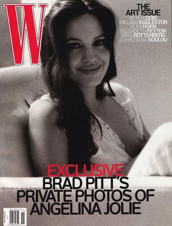 Анджелина Джоли тогда и сейчас: фото обложек - чёрно-белое от Брэда Питта для W Magazine (ноябрь 2008)