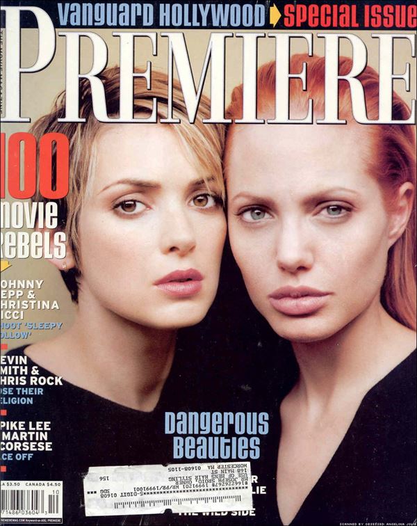 Анджелина Джоли тогда и сейчас: фото обложек - с Вайноной Райдер для Premiere (октябрь 1999)