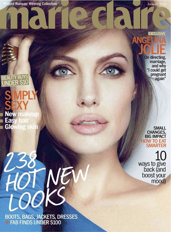 Анджелина Джоли тогда и сейчас: фото обложек - нежный портрет для Marie Claire (январь 2012)